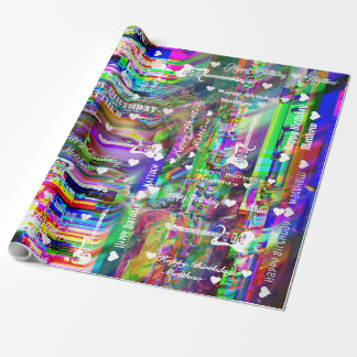  Happy Birthday Colorful Glitch Guitar Cadeaupapier
