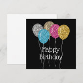 Happy Birthday Colorful Glitter Balloons (Voorkant / Achterkant)