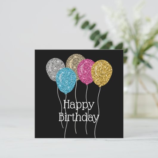 Happy Birthday Colorful Glitter Balloons (Staand voorkant)