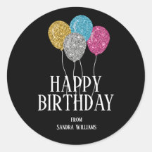 Happy Birthday Colorful Glitter Balloons Custom