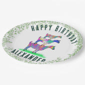 Happy Birthday Colorful Goats and Foliage Papieren Bordje (Gekanteld)