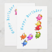 Happy Birthday - Colorful Happy Flying Birds (Voorkant / Achterkant)