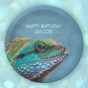 Happy Birthday Colorful Iguana Papieren Bordje