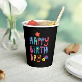 Happy Birthday Colorful Papieren Bekers