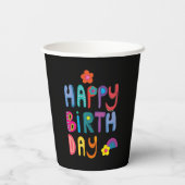 Happy Birthday Colorful Papieren Bekers (Achterkant)