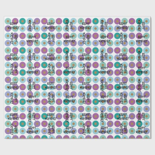 Happy Birthday Colorful Pattern Cadeaupapier (Vlak)