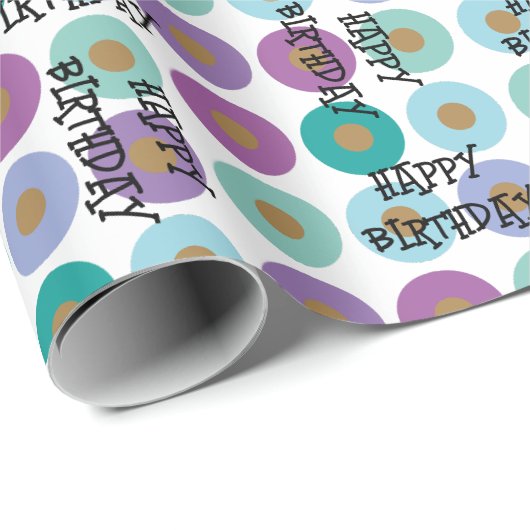 Happy Birthday Colorful Pattern Cadeaupapier (Rol Hoek)