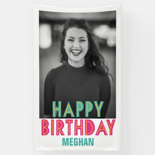 Happy Birthday Colorful Photo Banner (Verticaal)