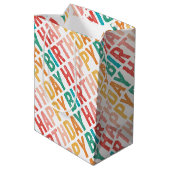 Happy Birthday Colorful Rainbow Medium Cadeauzakje (Achterkant Gekanteld)