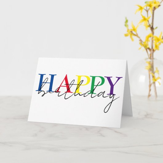 Happy Birthday Colorful Simple Kaart (Gele Bloem)