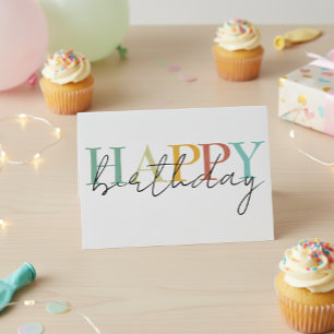 Happy Birthday Colorful Simple Kaart