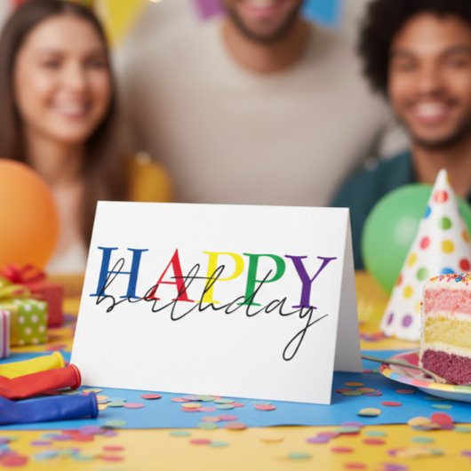 Happy Birthday Colorful Simple Kaart