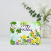 Happy Birthday Colorful Spring Flowers Briefkaart (Staand voorkant)
