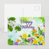 Happy Birthday Colorful Spring Flowers Briefkaart (Voorkant / Achterkant)