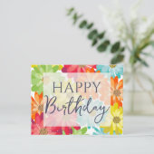 Happy Birthday Colorful Spring Flowers Briefkaart (Staand voorkant)