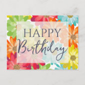 Happy Birthday Colorful Spring Flowers Briefkaart (Voorkant)
