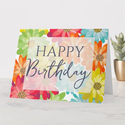 Happy Birthday Colorful Spring Flowers Kaart (Kleine Plant)