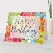 Happy Birthday Colorful Spring Flowers Kaart (Voorkant)