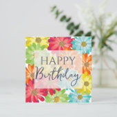 Happy Birthday Colorful Spring Flowers Kaart (Staand voorkant)