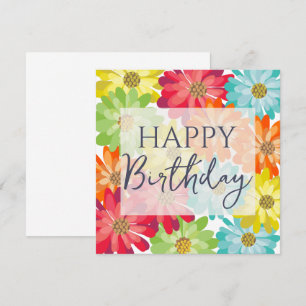 Happy Birthday Colorful Spring Flowers Kaart