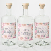Happy Birthday Colorful Spring Flowers Likeurfles Etiket (Flessen)