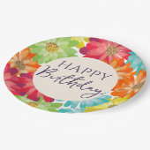 Happy Birthday Colorful Spring Flowers Papieren Bordje (Gekanteld)