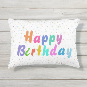 Happy Birthday Colorful Stars en Text Buitenkussen