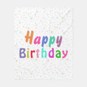 Happy Birthday Colorful Stars en Text Fleece Deken (Voorkant)