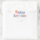 Happy Birthday Colorful Stars en Text Ronde Sticker (Tas)