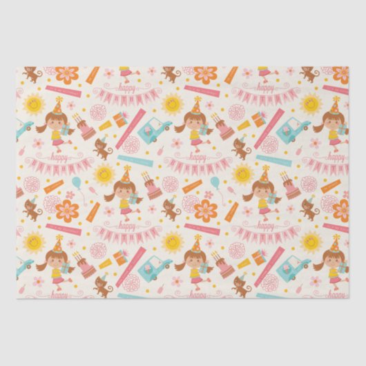 Happy Birthday Colorful Tissuepapier (Voorkant)