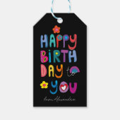 Happy Birthday Colorful Typography Cadeaulabel (Voorkant)