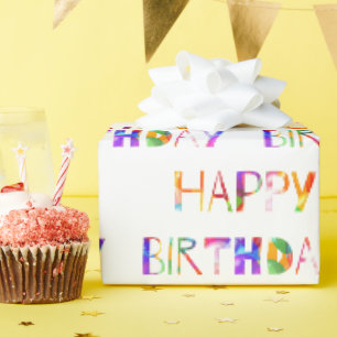 Happy Birthday Colorful Typography Cadeaupapier