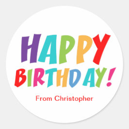 Happy Birthday Colorful Typography Ronde Sticker