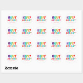 Happy Birthday Colorful Typography Ronde Sticker (Vel)
