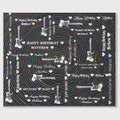  Happy Birthday Colorful Vibes Guitar Cadeaupapier (Vlak)