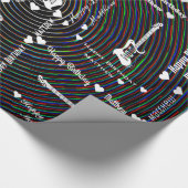  Happy Birthday Colorful Vibes Guitar Cadeaupapier (Hoek)