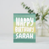 HAPPY BIRTHDAY Colorful Waterverf Stripes CUSTOM Briefkaart (Staand voorkant)