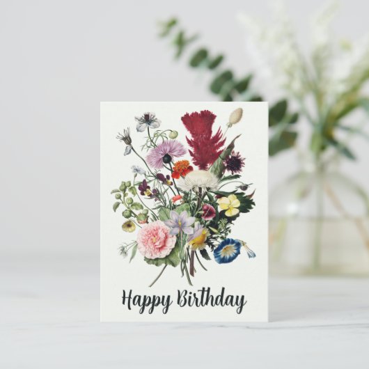 Happy Birthday Colorful Wildbloemen Briefkaart (Staand voorkant)