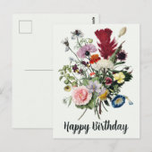 Happy Birthday Colorful Wildbloemen Briefkaart (Voorkant / Achterkant)