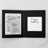 Happy Birthday Coloring Kaart Flower Design (Binnen)