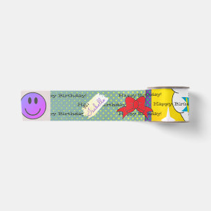 Happy Birthday Comic Book look Satin Ribbon HAMbWG Satijnen Lint