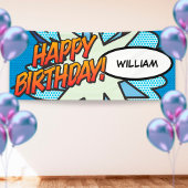 HAPPY BIRTHDAY Comic Book Pop Art Blue Spandoek