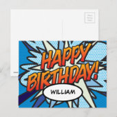HAPPY BIRTHDAY Comic Book Pop Art Briefkaart (Voorkant / Achterkant)