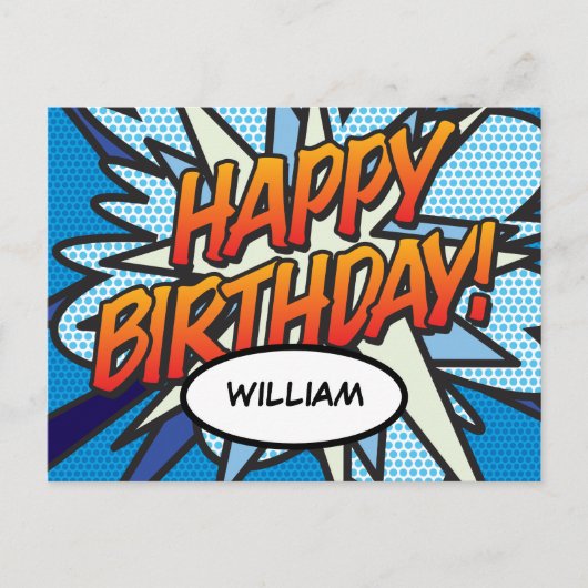 HAPPY BIRTHDAY Comic Book Pop Art Briefkaart (Voorkant)