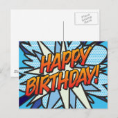 HAPPY BIRTHDAY Comic Book Pop Art Briefkaart (Voorkant / Achterkant)