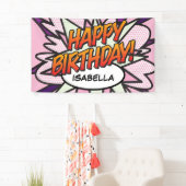 HAPPY BIRTHDAY Comic Book Pop Art Pink Spandoek (Insitu)
