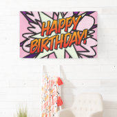HAPPY BIRTHDAY Comic Book Pop Art Pink Spandoek (Insitu)