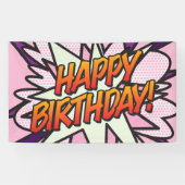 HAPPY BIRTHDAY Comic Book Pop Art Pink Spandoek (Horizontaal)