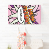 HAPPY BIRTHDAY Comic Book Pop Art Pink Spandoek (Insitu)