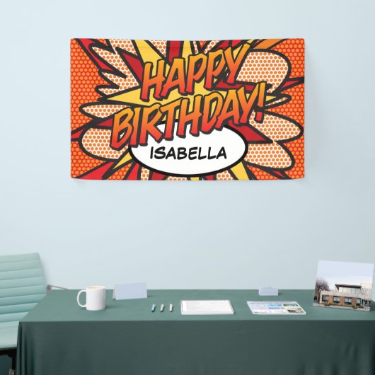 HAPPY BIRTHDAY Comic Book Pop Art Spandoek (Beurs)